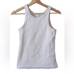 Nuuds Womens Tank Top White High Neck Ribbed Knit Seamless Fitted Basic medium
